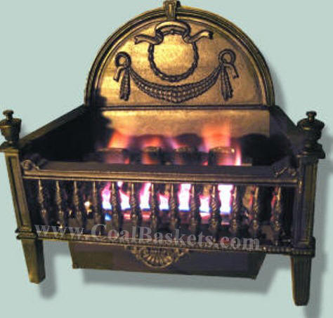 Large Ornate Gas burning Coal Basket
